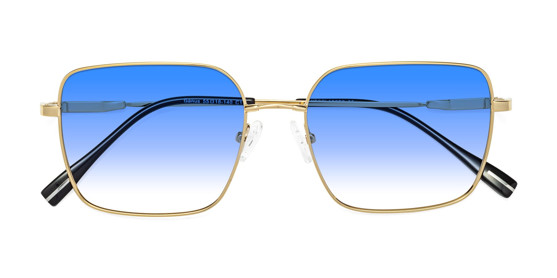 Folded Front of Ganus in Gold with Blue Gradient Lenses