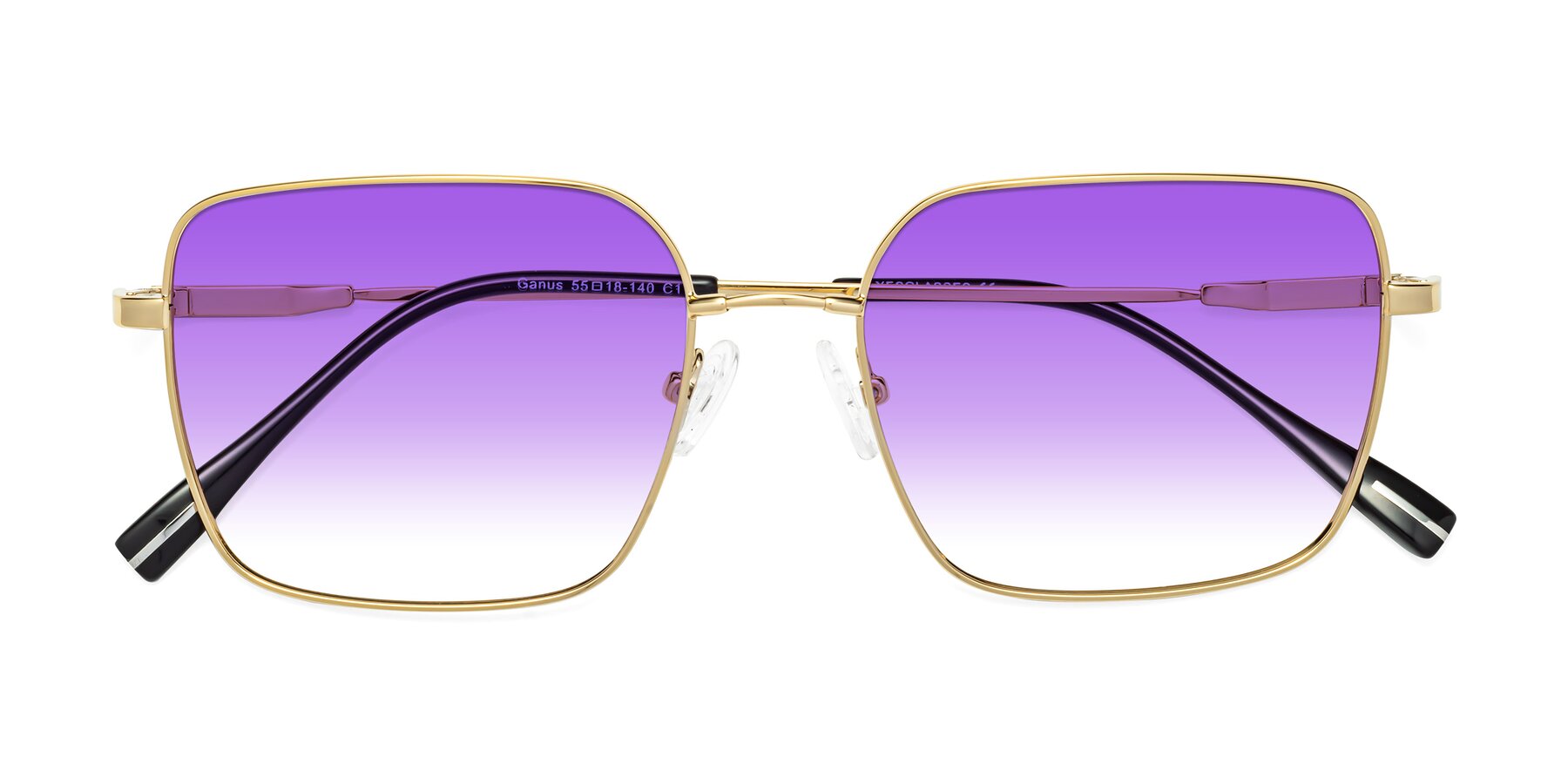 Folded Front of Ganus in Gold with Purple Gradient Lenses