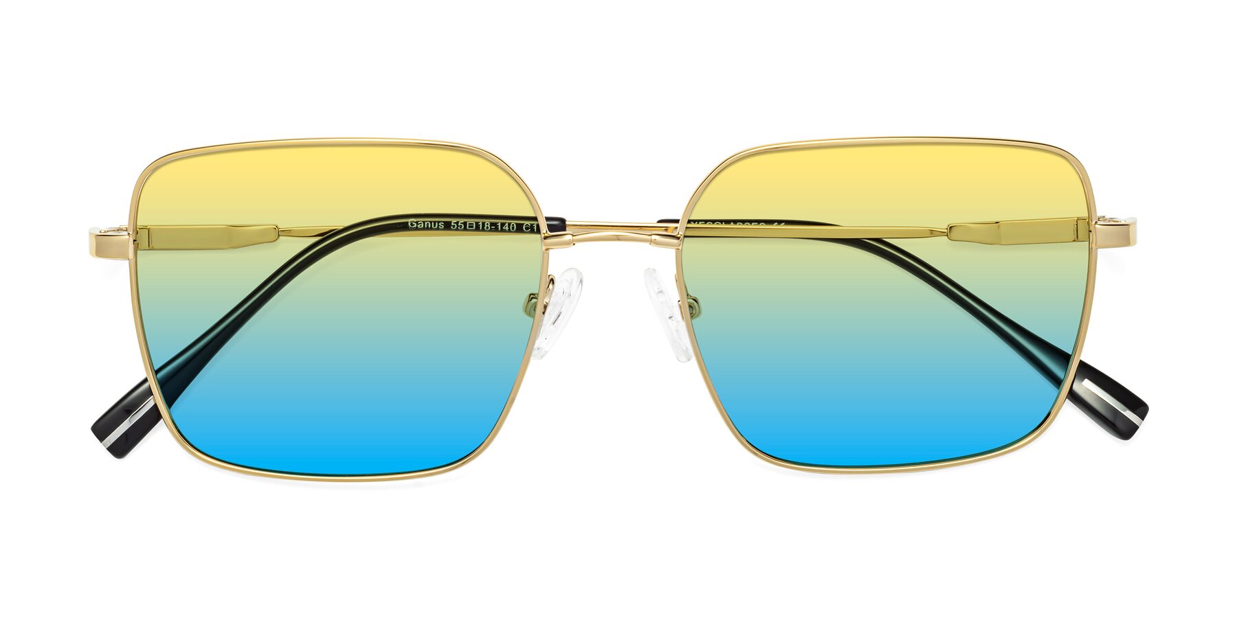Folded Front of Ganus in Gold with Yellow / Blue Gradient Lenses