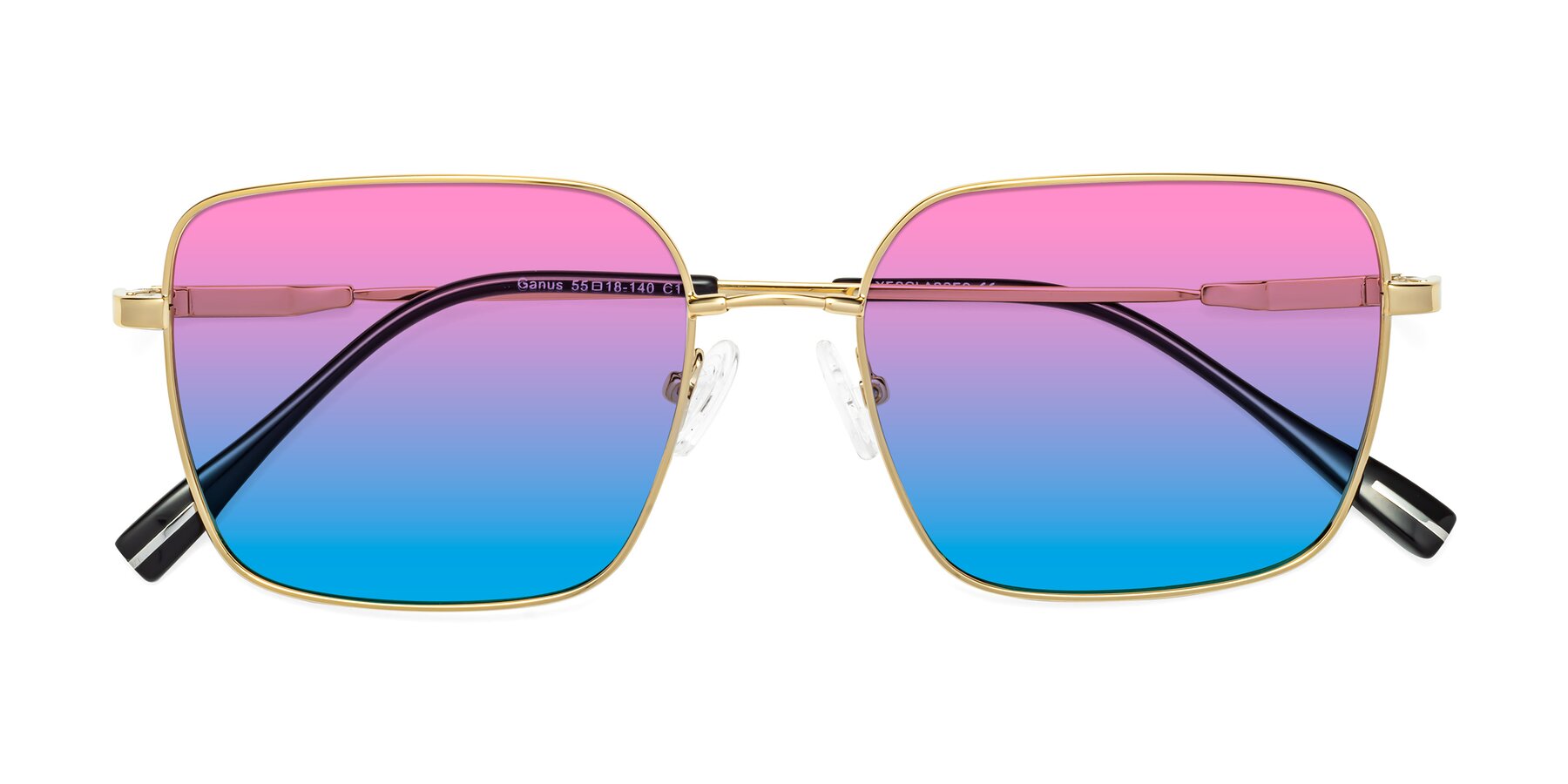 Folded Front of Ganus in Gold with Pink / Blue Gradient Lenses