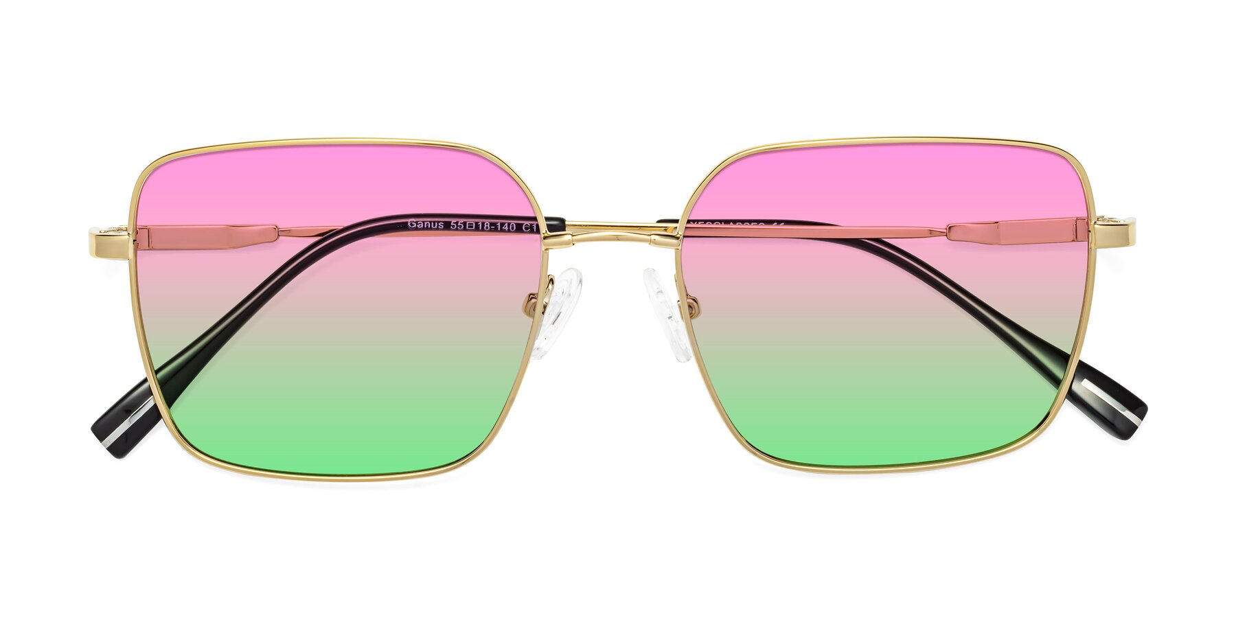 Folded Front of Ganus in Gold with Pink / Green Gradient Lenses