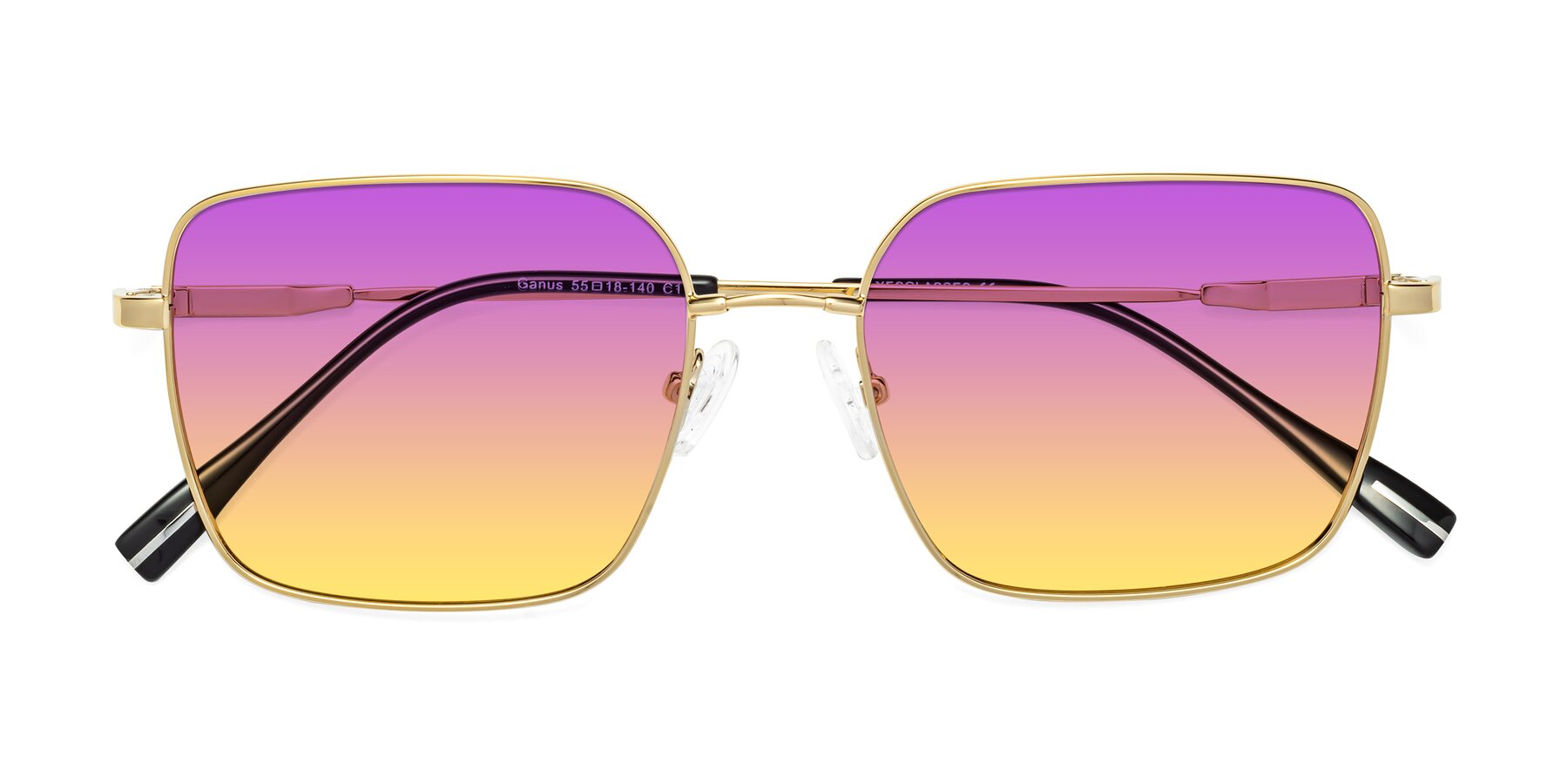 Folded Front of Ganus in Gold with Purple / Yellow Gradient Lenses