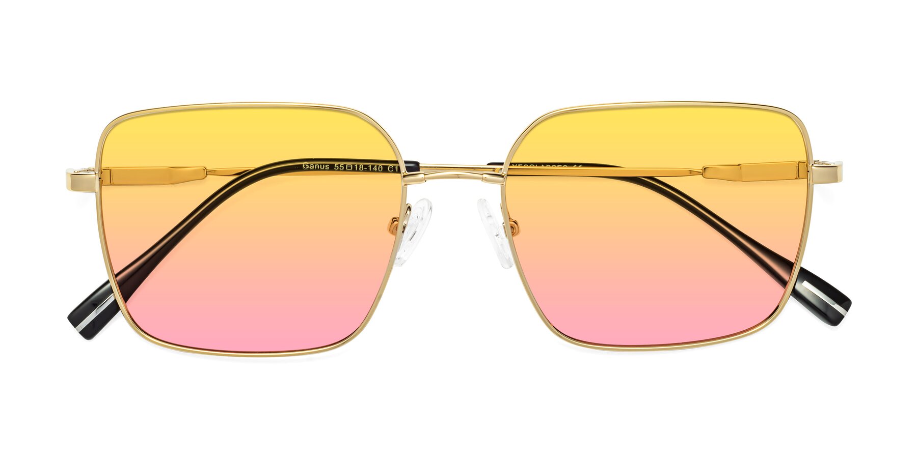 Folded Front of Ganus in Gold with Yellow / Pink Gradient Lenses