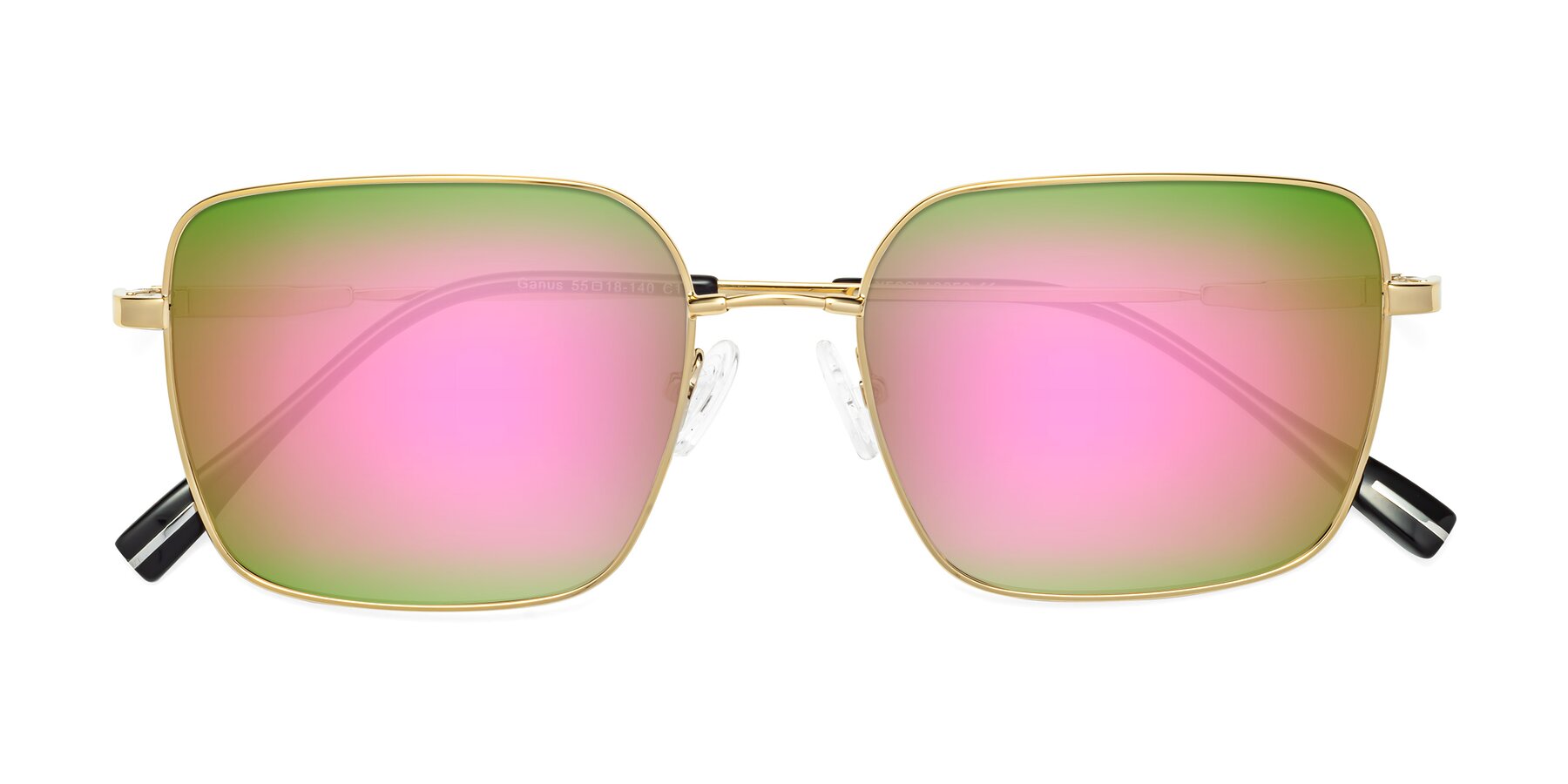 Folded Front of Ganus in Gold with Pink Mirrored Lenses