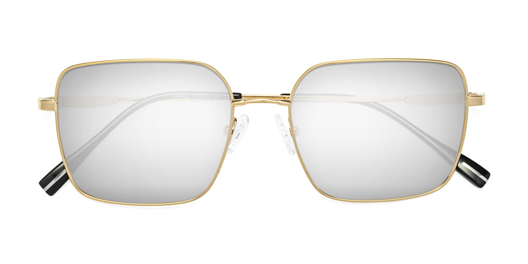 Folded Front of Ganus in Gold with Silver Mirrored Lenses