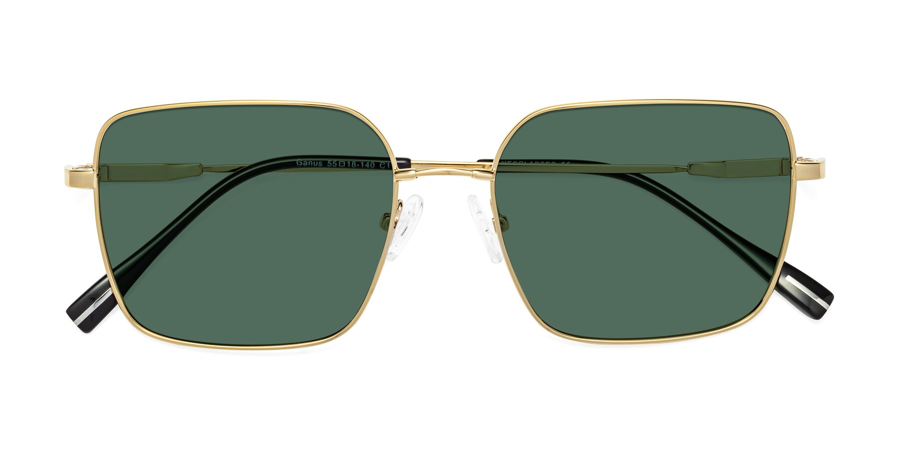 Folded Front of Ganus in Gold with Green Polarized Lenses