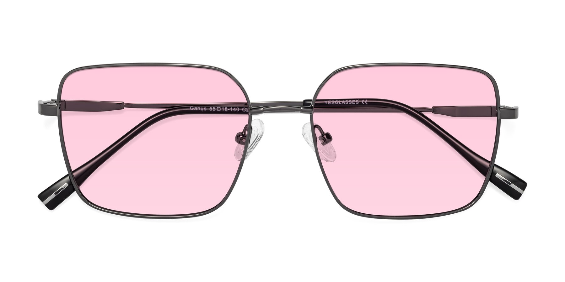 Folded Front of Ganus in Gunmetal with Light Pink Tinted Lenses
