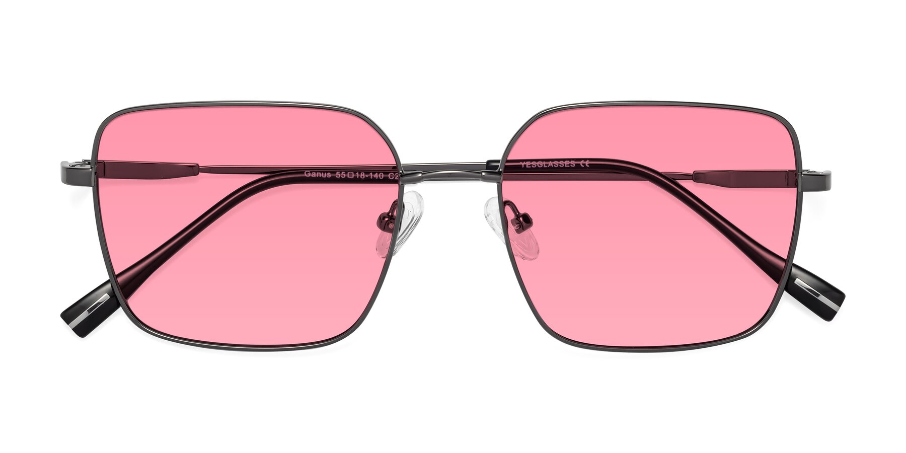 Folded Front of Ganus in Gunmetal with Pink Tinted Lenses
