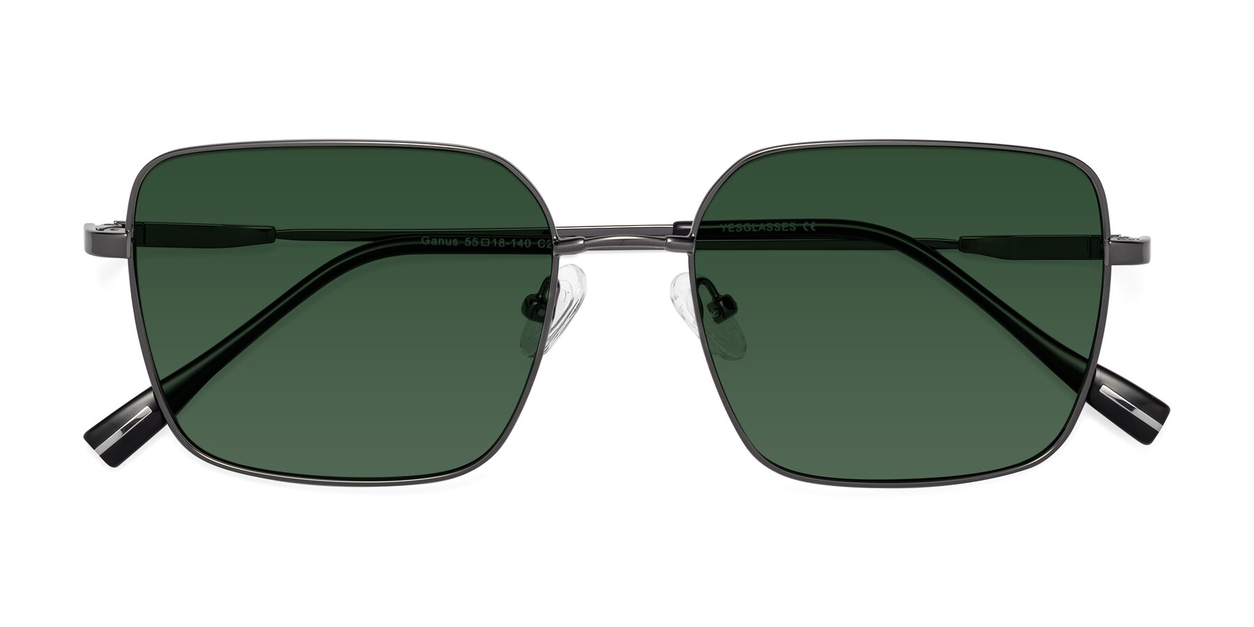 Folded Front of Ganus in Gunmetal with Green Tinted Lenses