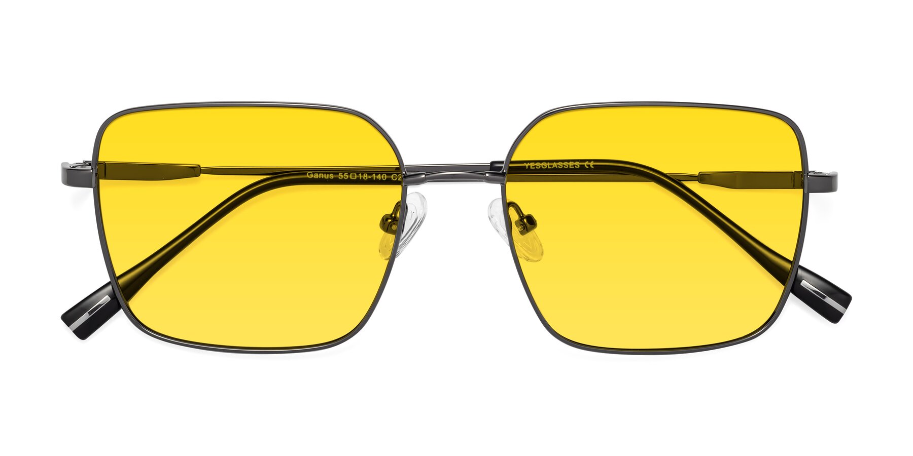 Folded Front of Ganus in Gunmetal with Yellow Tinted Lenses