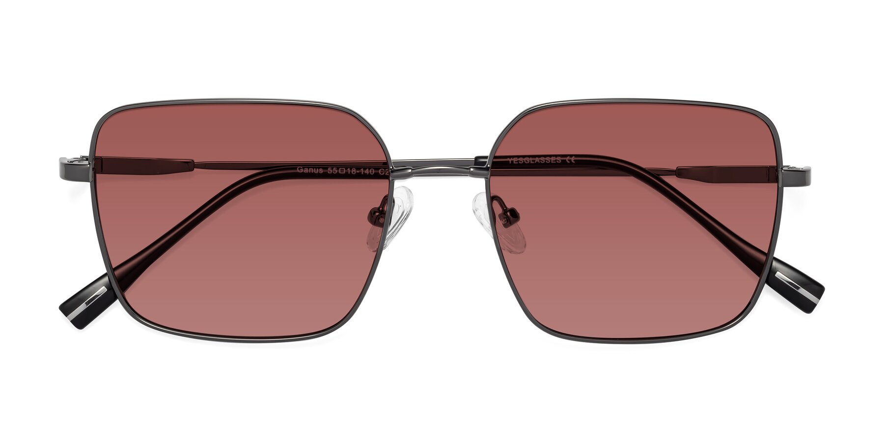 Folded Front of Ganus in Gunmetal with Garnet Tinted Lenses