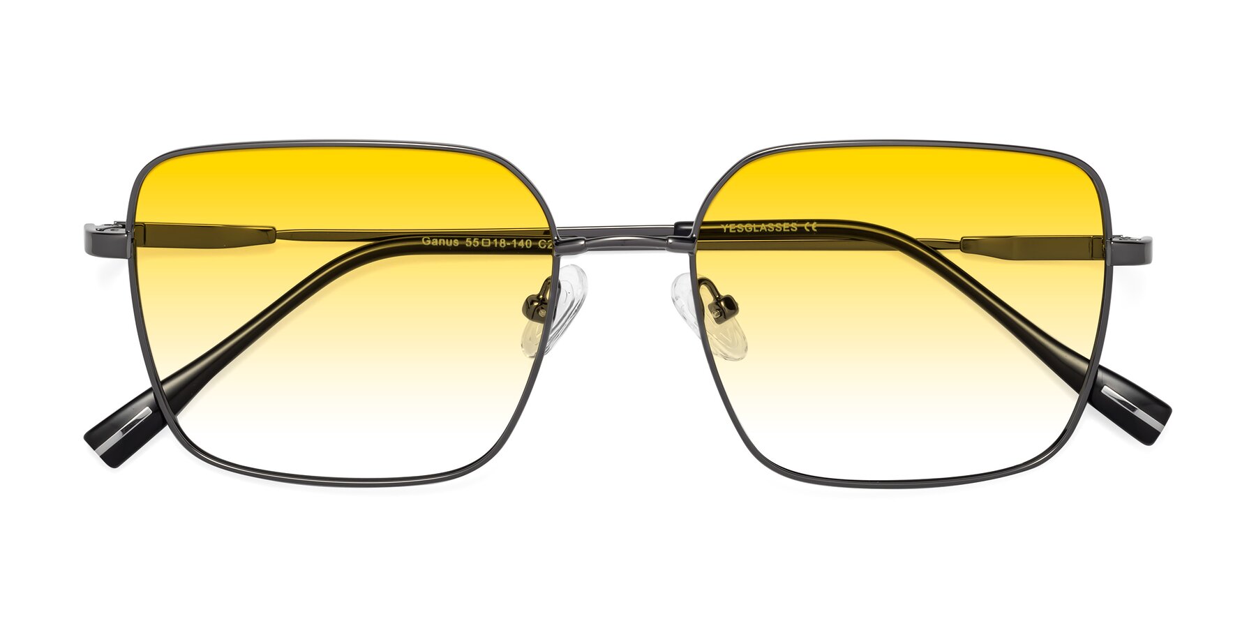 Folded Front of Ganus in Gunmetal with Yellow Gradient Lenses