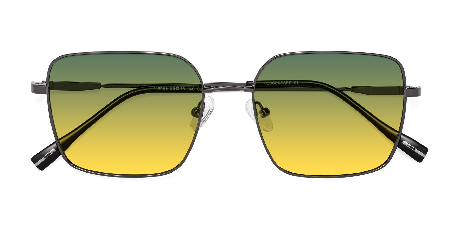 Folded Front of Ganus in Gunmetal with Green / Yellow Gradient Lenses