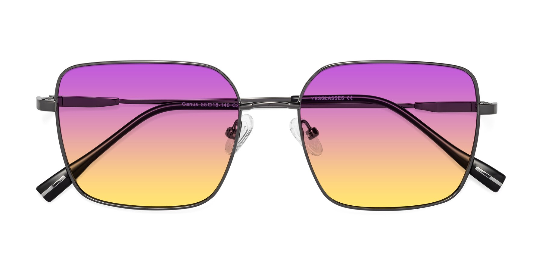 Folded Front of Ganus in Gunmetal with Purple / Yellow Gradient Lenses