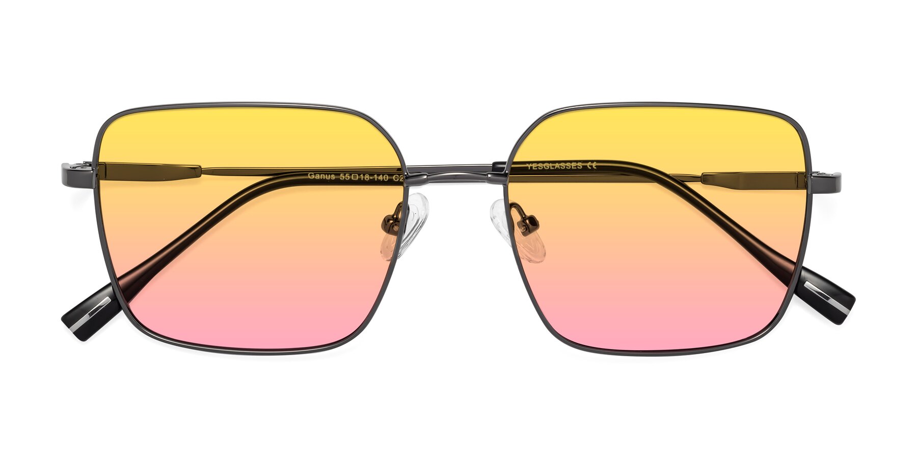 Folded Front of Ganus in Gunmetal with Yellow / Pink Gradient Lenses