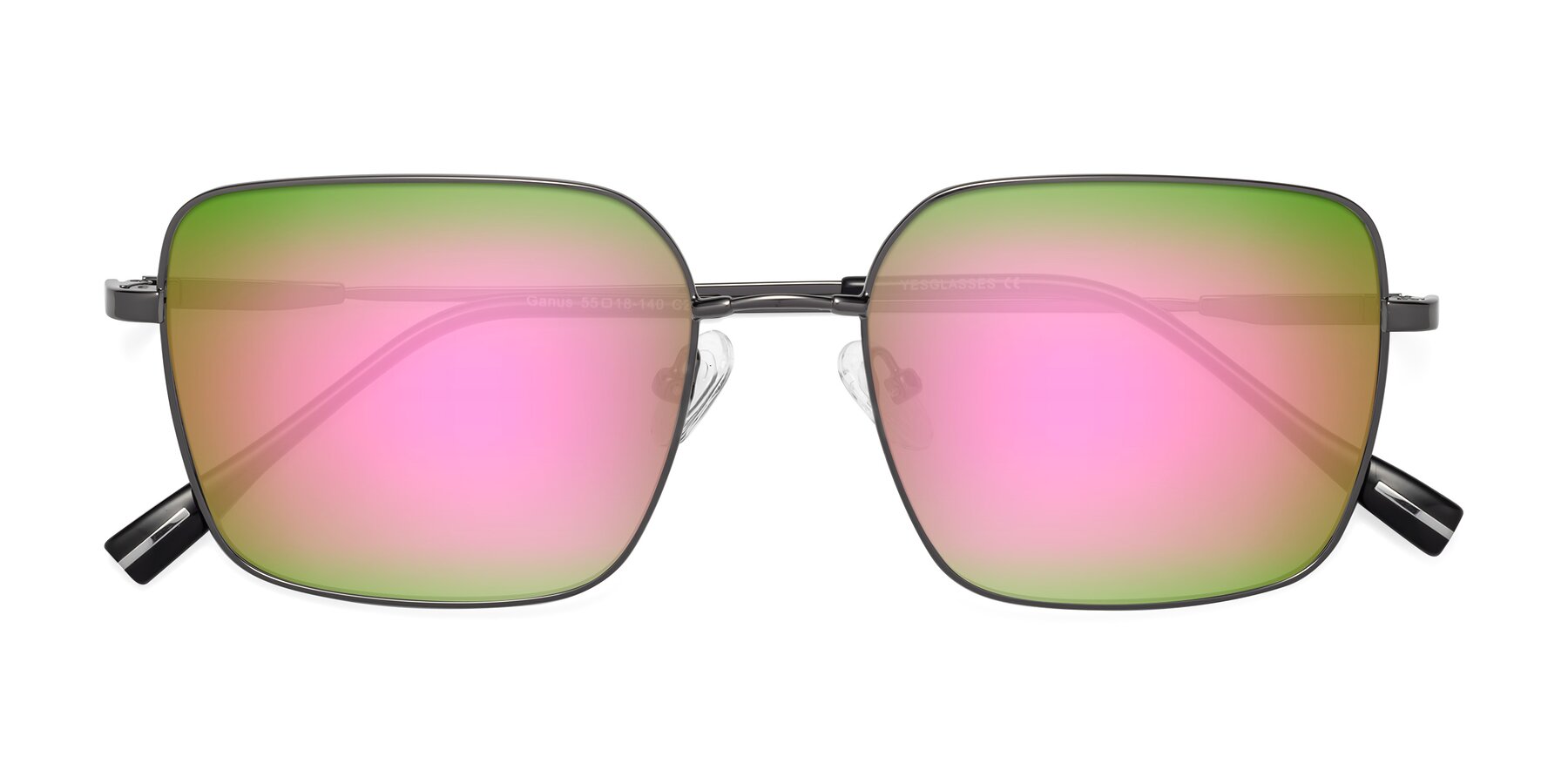 Folded Front of Ganus in Gunmetal with Pink Mirrored Lenses