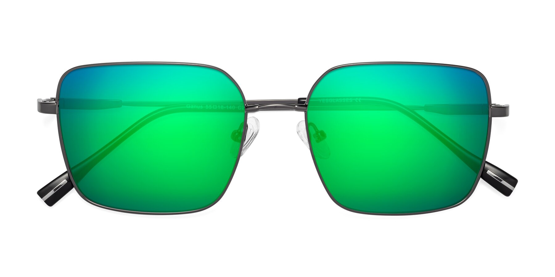 Folded Front of Ganus in Gunmetal with Green Mirrored Lenses