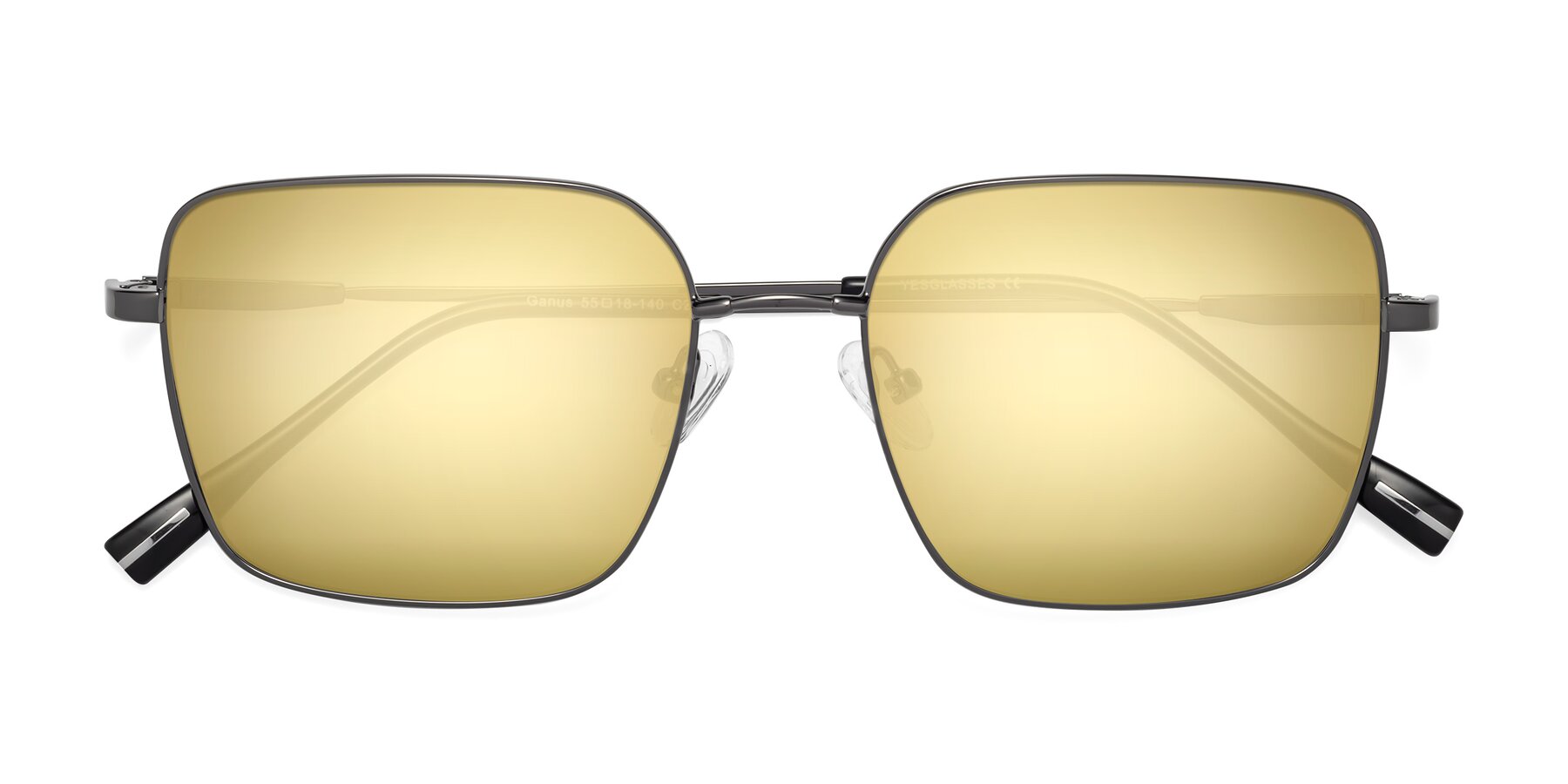 Folded Front of Ganus in Gunmetal with Gold Mirrored Lenses