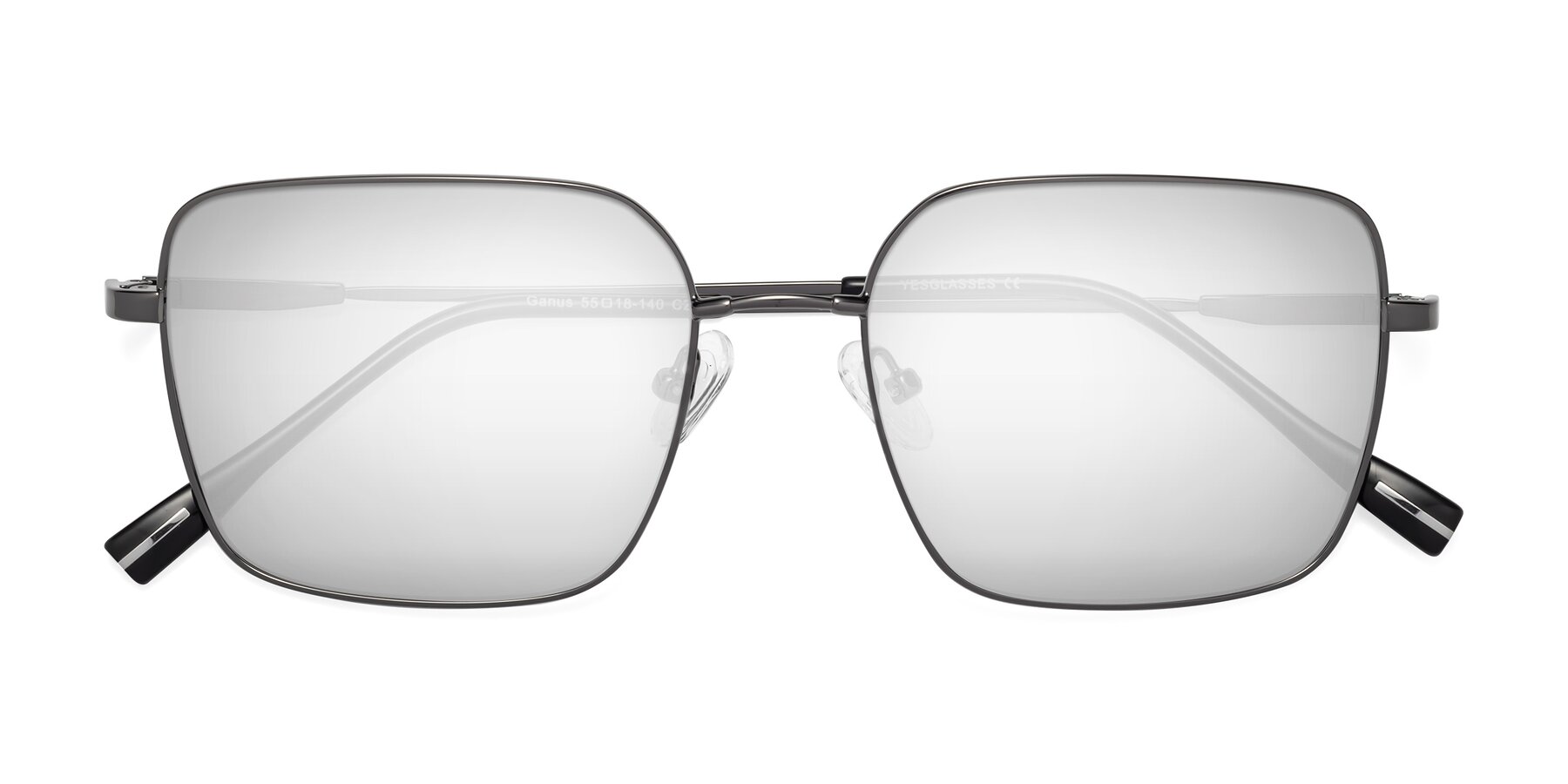 Folded Front of Ganus in Gunmetal with Silver Mirrored Lenses