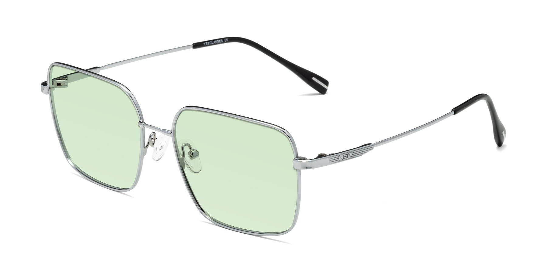 Angle of Ganus in Silver with Light Green Tinted Lenses