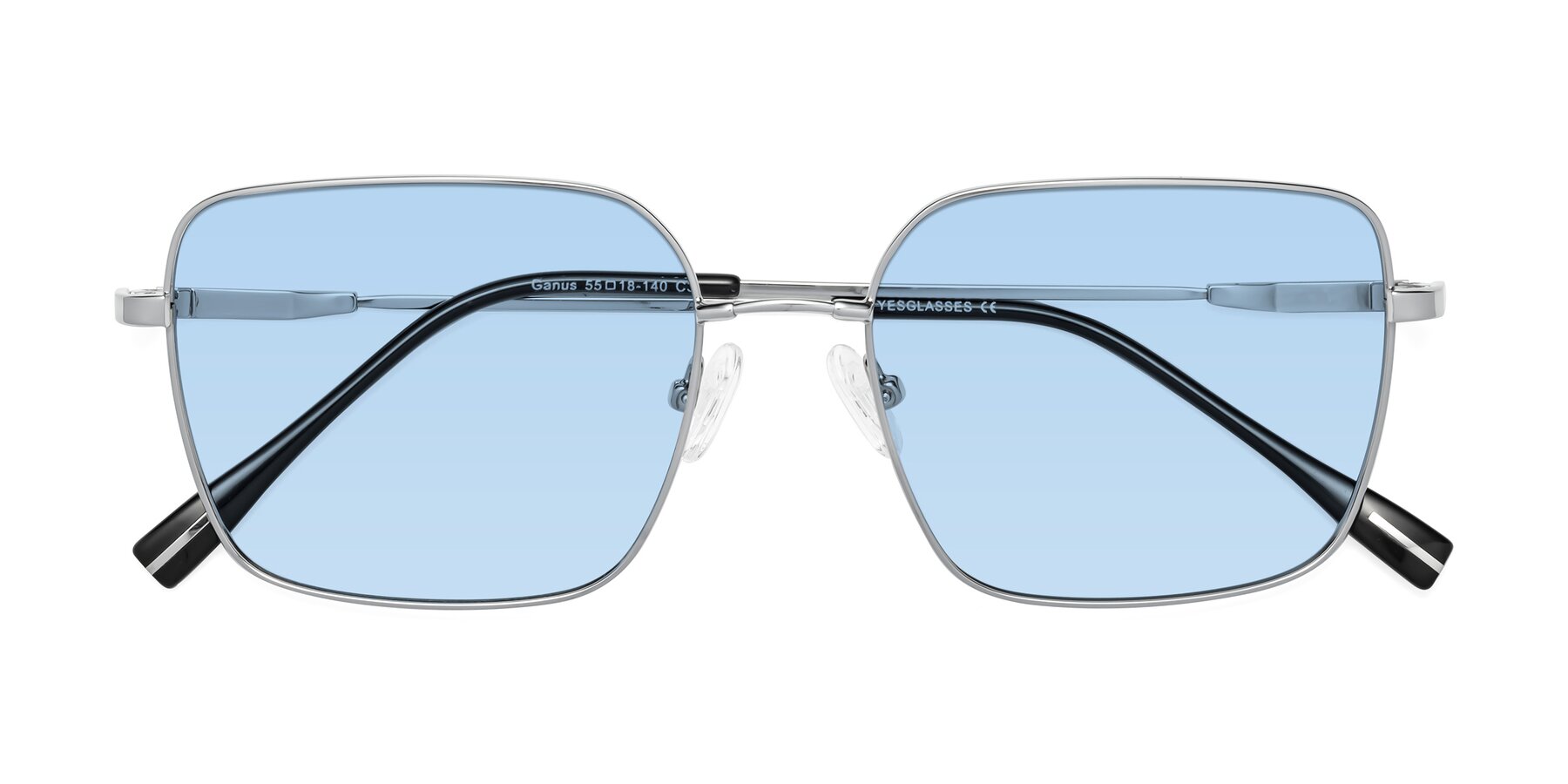 Folded Front of Ganus in Silver with Light Blue Tinted Lenses