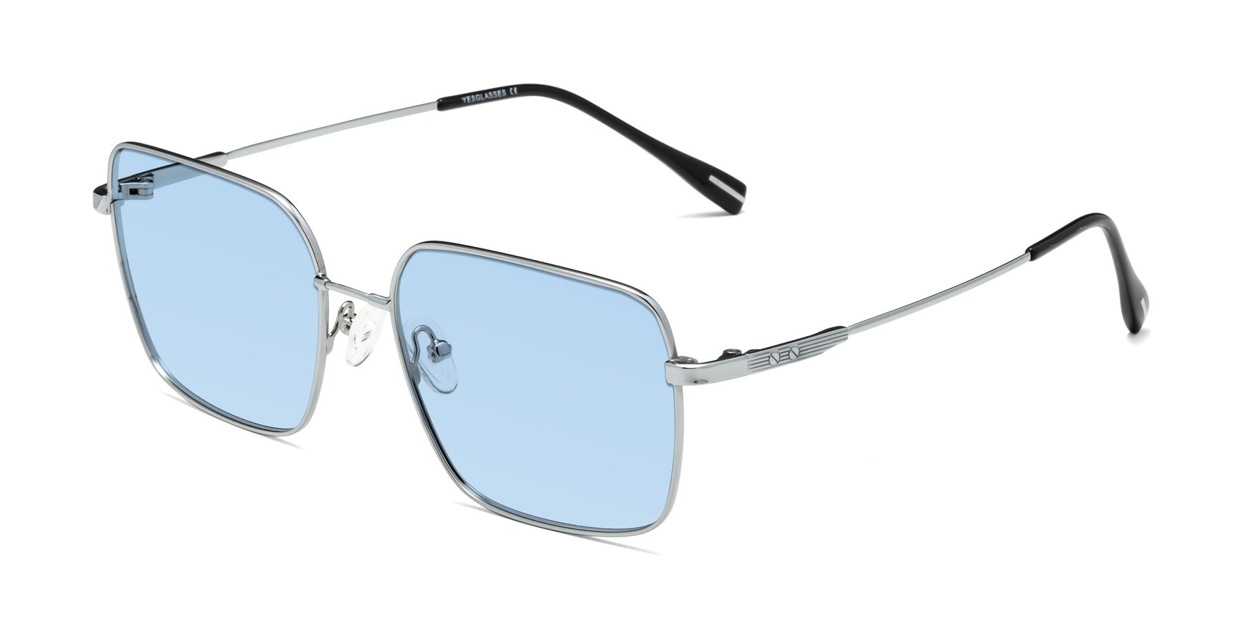 Angle of Ganus in Silver with Light Blue Tinted Lenses