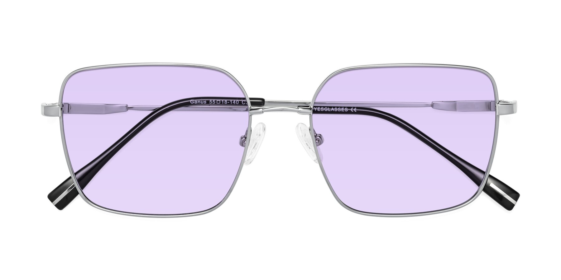 Folded Front of Ganus in Silver with Light Purple Tinted Lenses