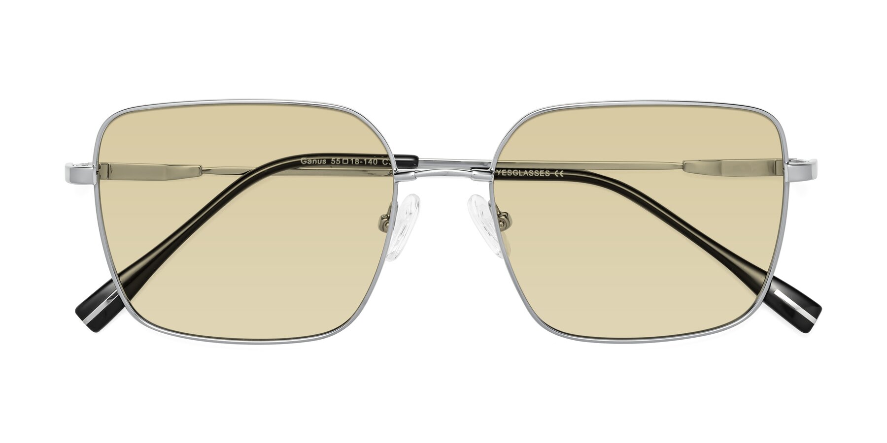 Folded Front of Ganus in Silver with Light Champagne Tinted Lenses