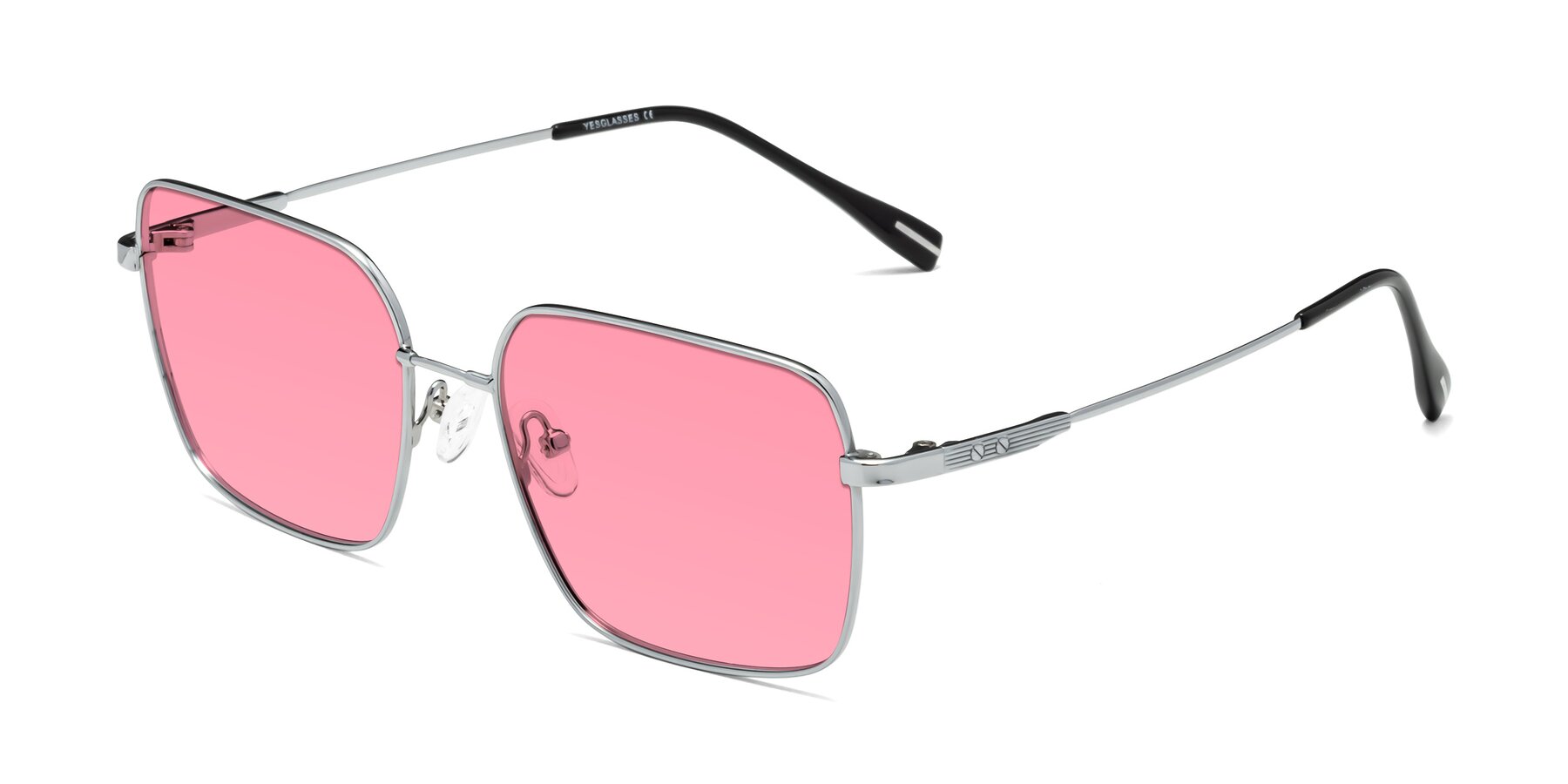 Angle of Ganus in Silver with Pink Tinted Lenses