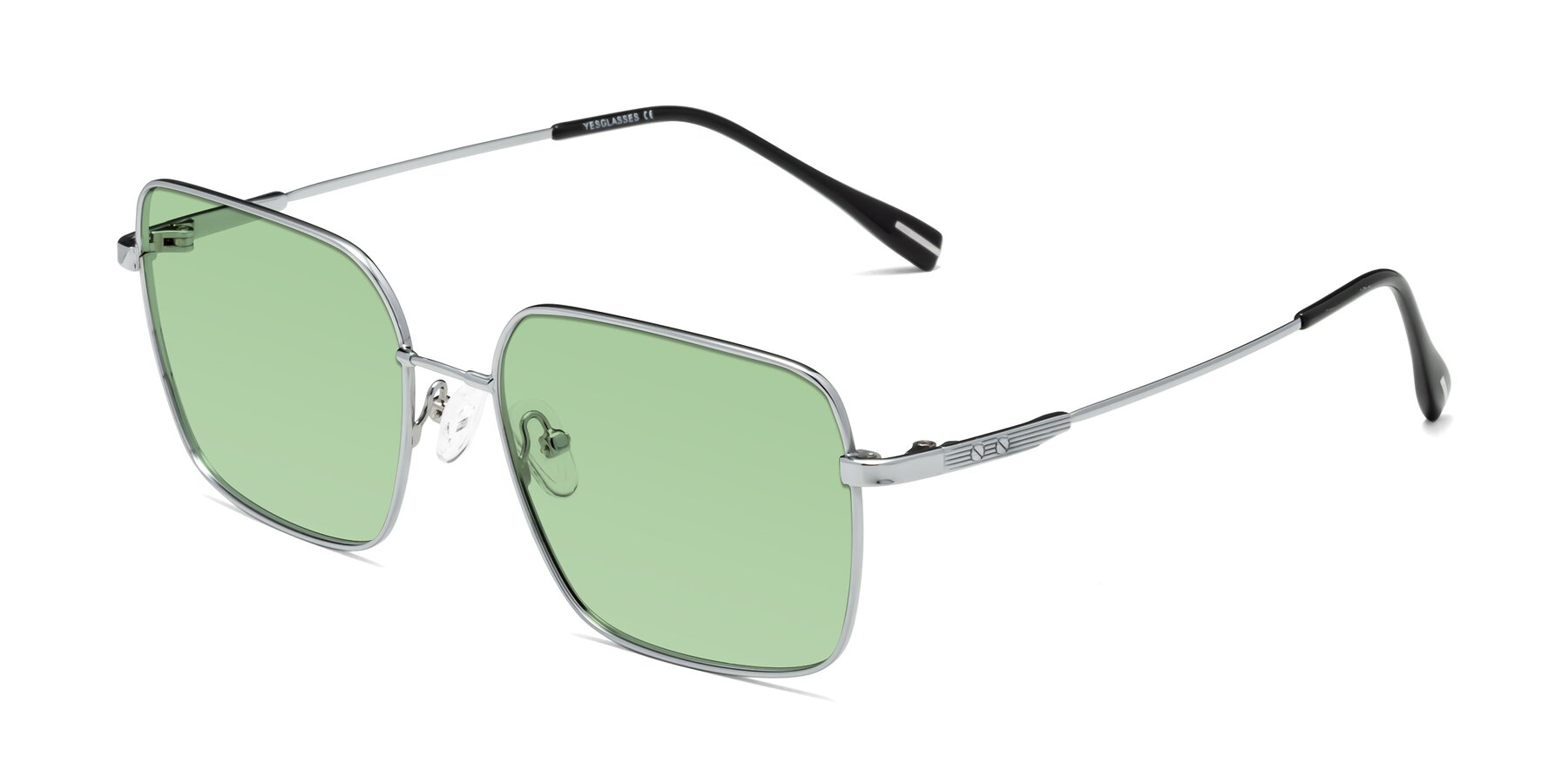 Angle of Ganus in Silver with Medium Green Tinted Lenses
