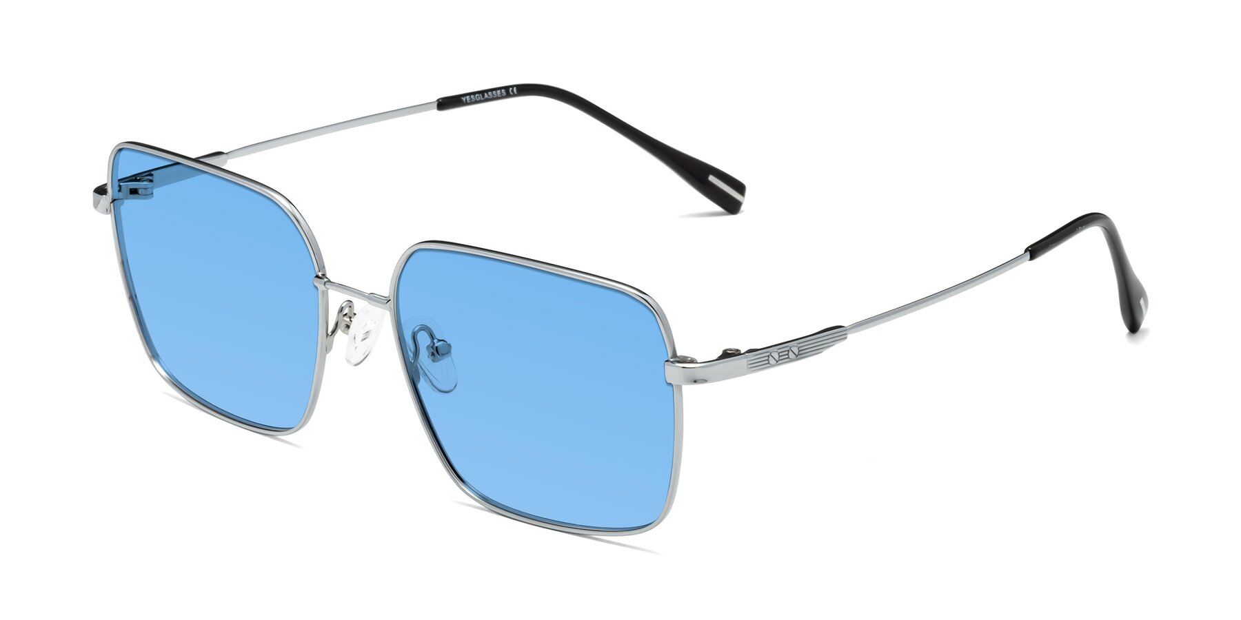Angle of Ganus in Silver with Medium Blue Tinted Lenses