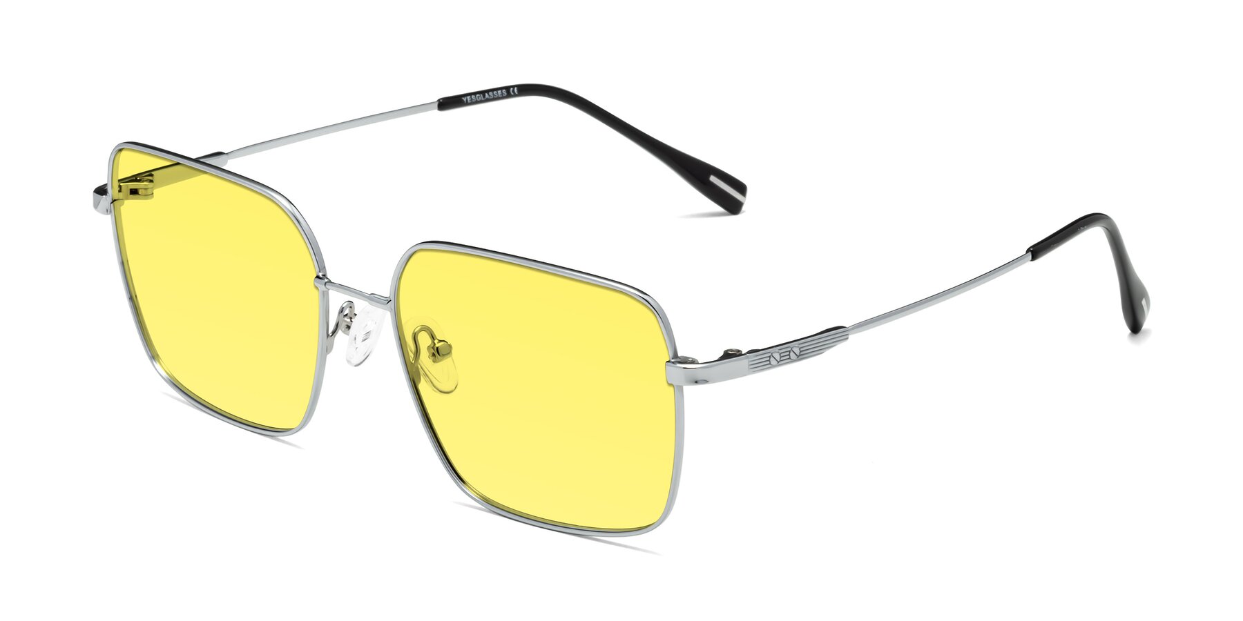 Angle of Ganus in Silver with Medium Yellow Tinted Lenses