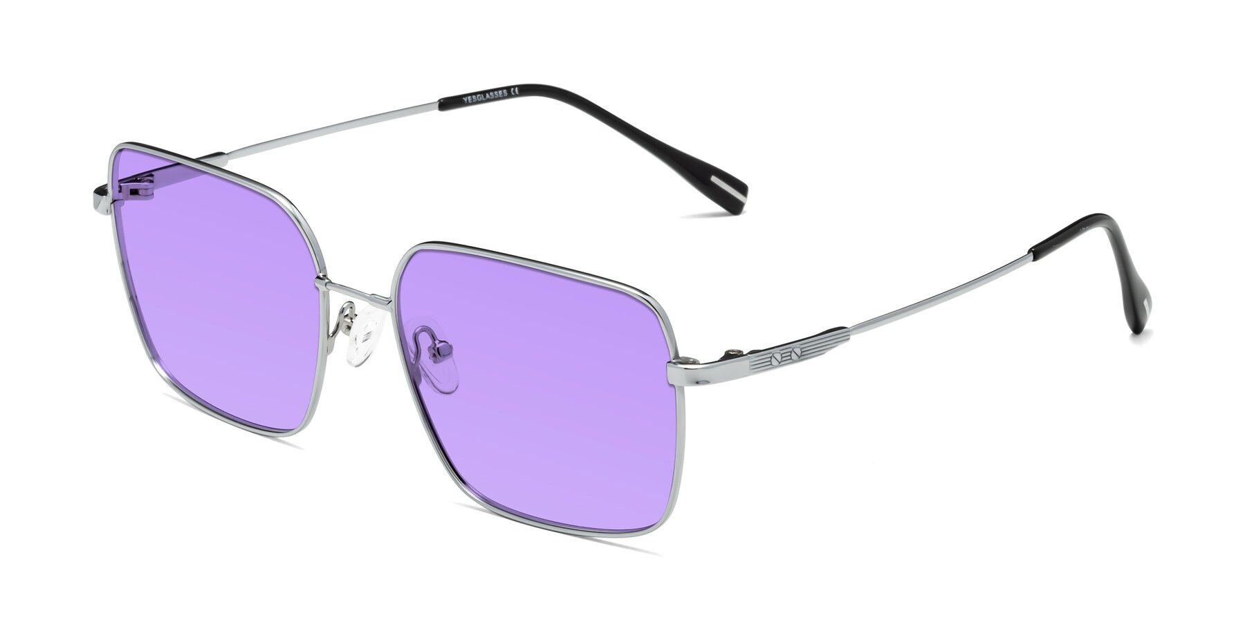 Angle of Ganus in Silver with Medium Purple Tinted Lenses