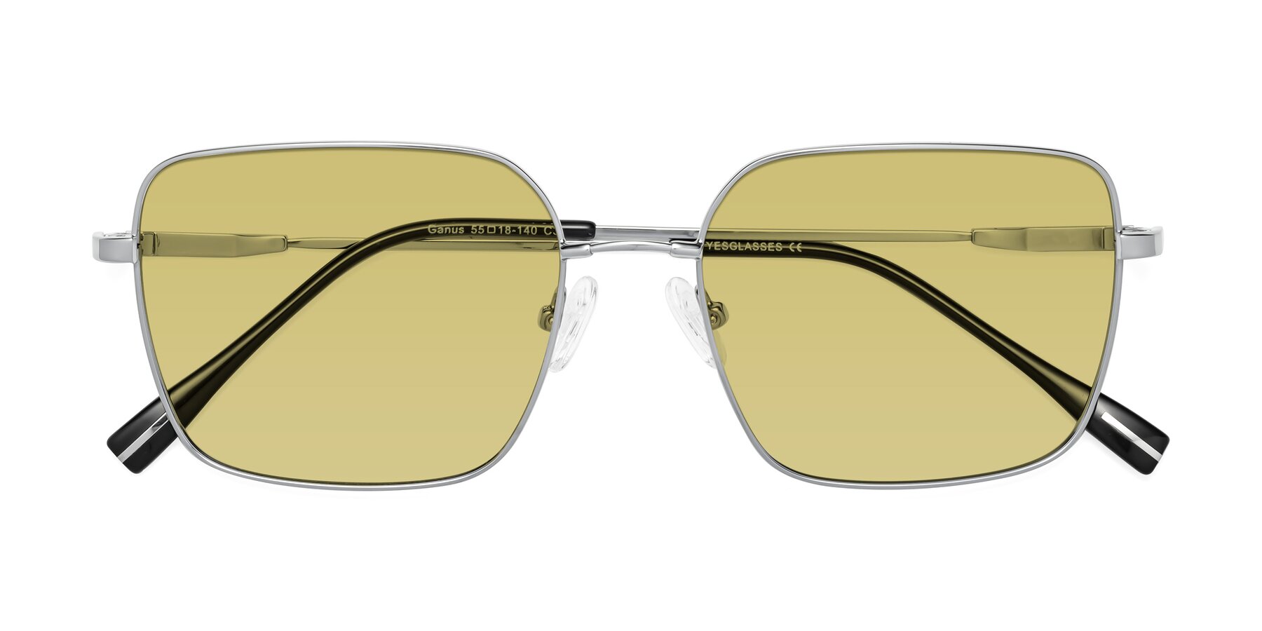 Folded Front of Ganus in Silver with Medium Champagne Tinted Lenses