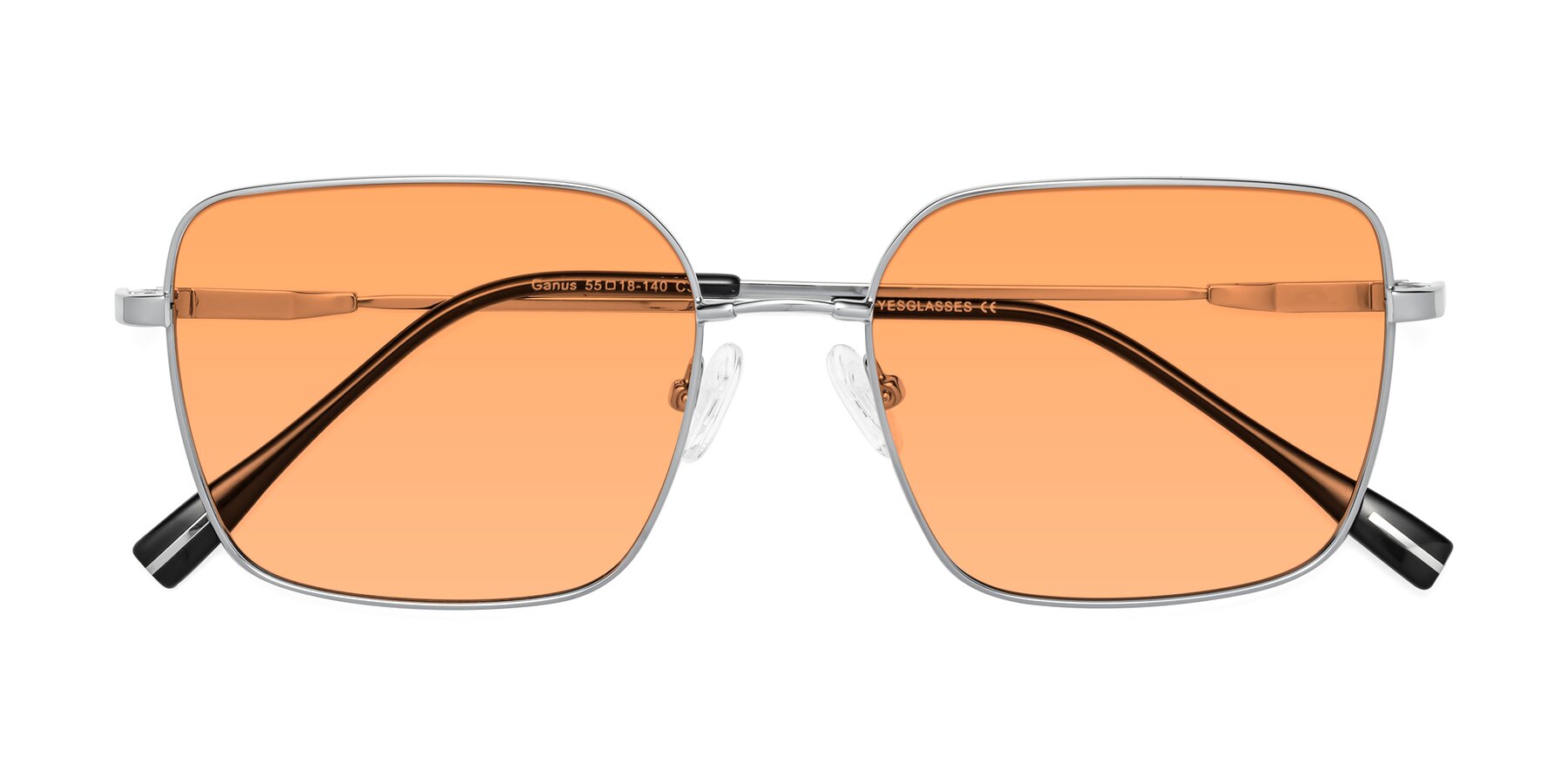 Folded Front of Ganus in Silver with Medium Orange Tinted Lenses