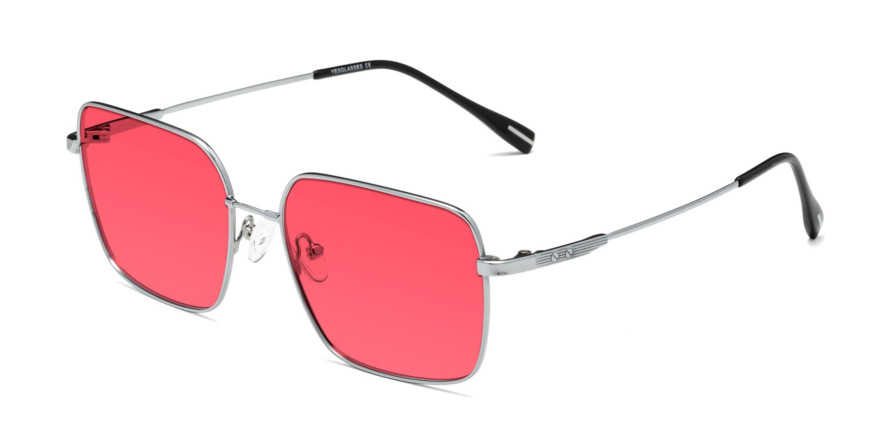Angle of Ganus in Silver with Red Tinted Lenses