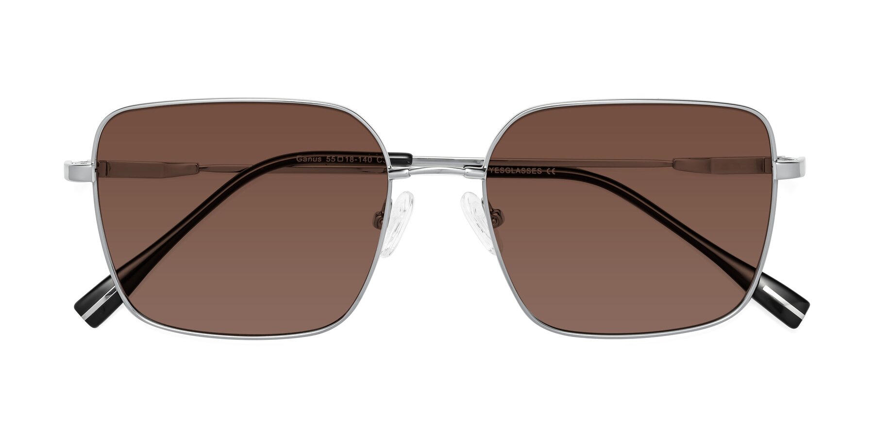 Folded Front of Ganus in Silver with Brown Tinted Lenses