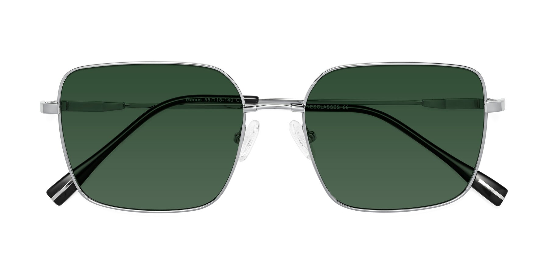 Folded Front of Ganus in Silver with Green Tinted Lenses