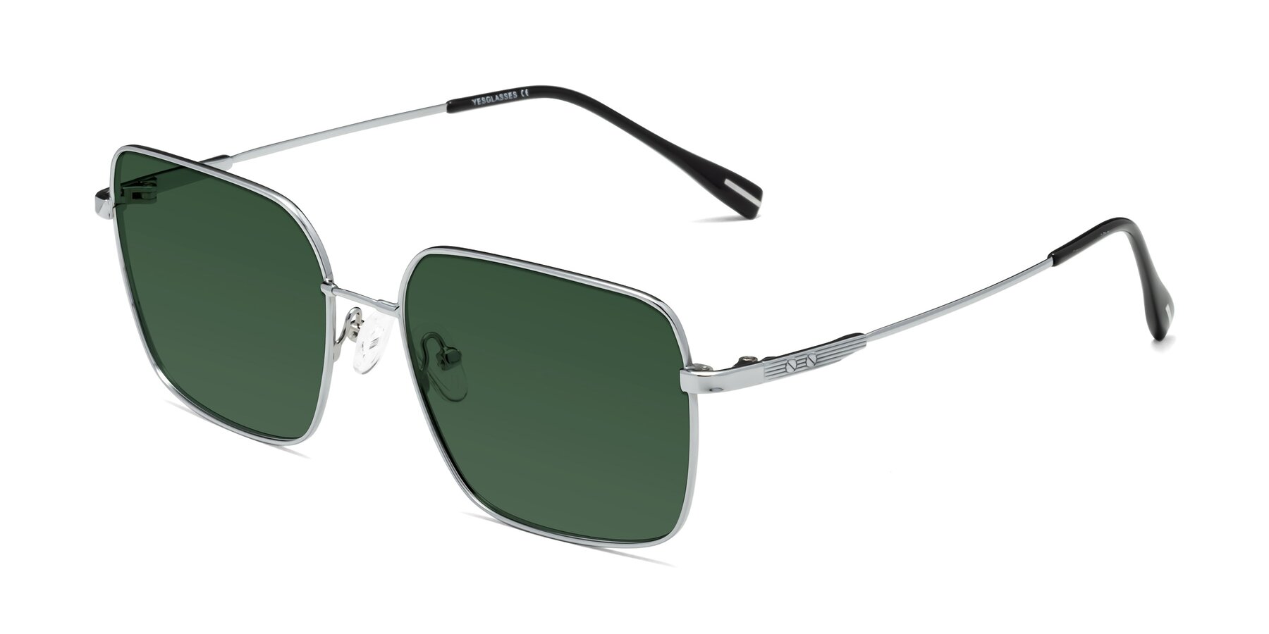 Angle of Ganus in Silver with Green Tinted Lenses