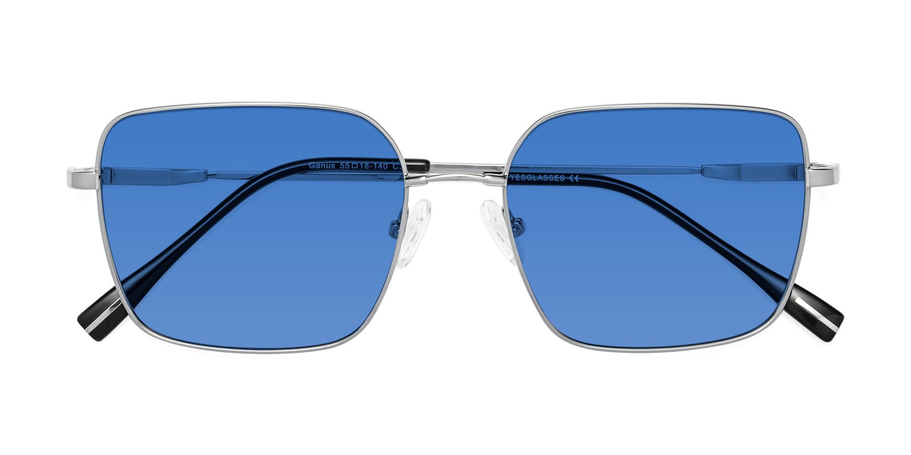 Folded Front of Ganus in Silver with Blue Tinted Lenses