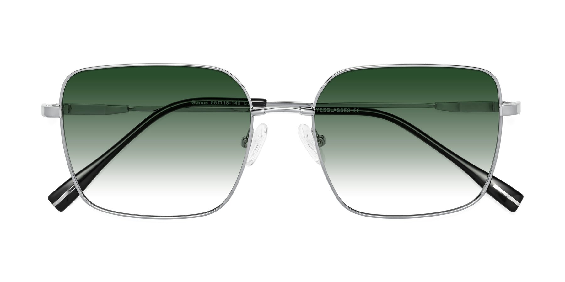 Folded Front of Ganus in Silver with Green Gradient Lenses