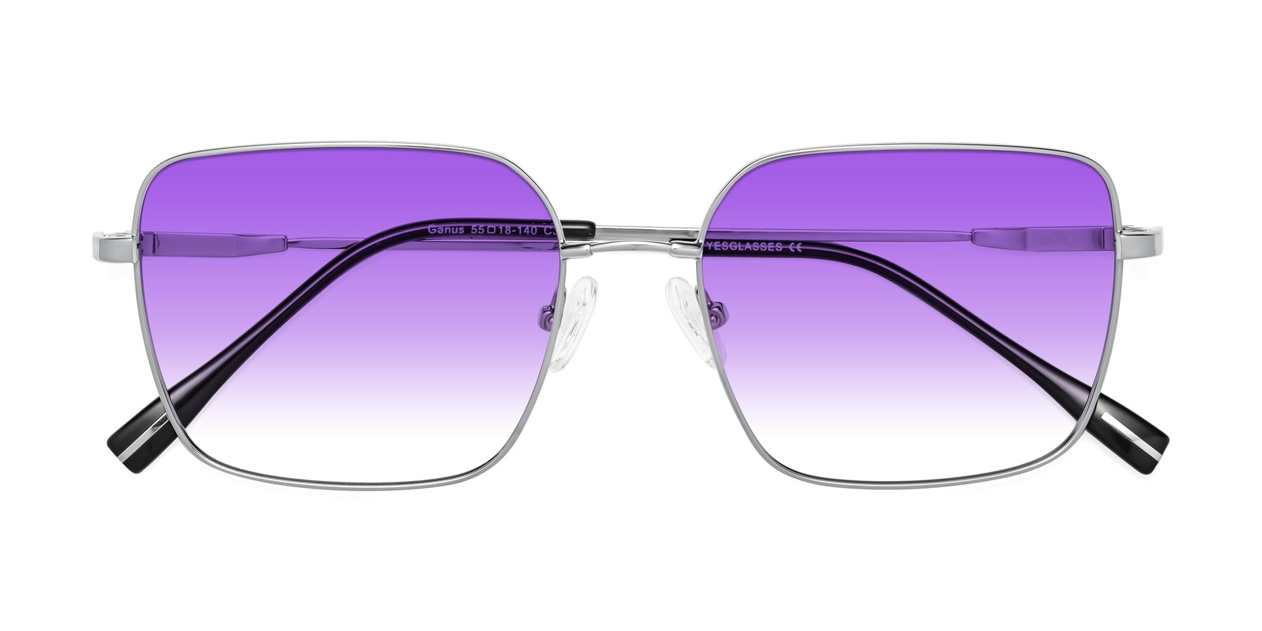 Folded Front of Ganus in Silver with Purple Gradient Lenses