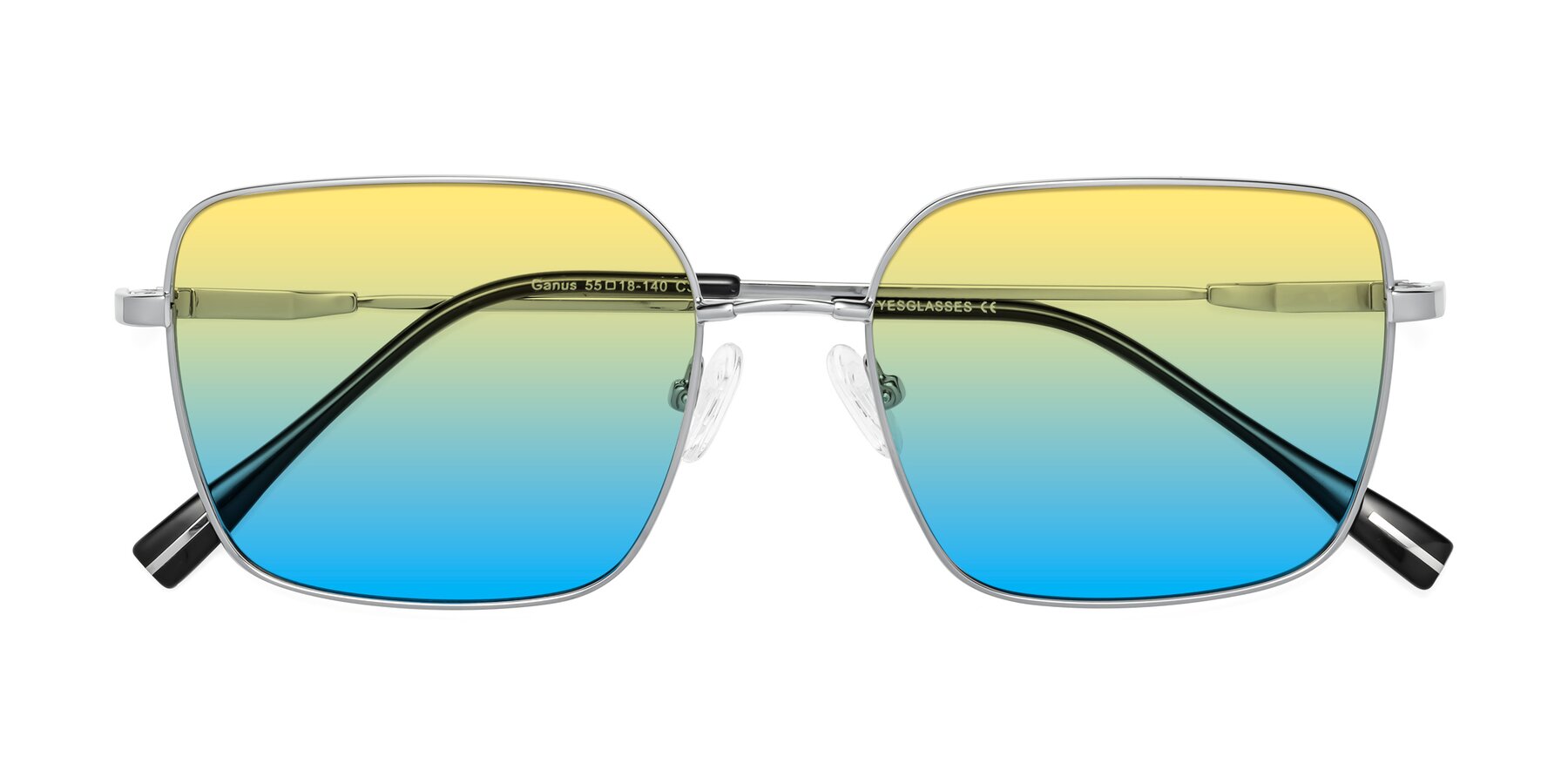 Folded Front of Ganus in Silver with Yellow / Blue Gradient Lenses