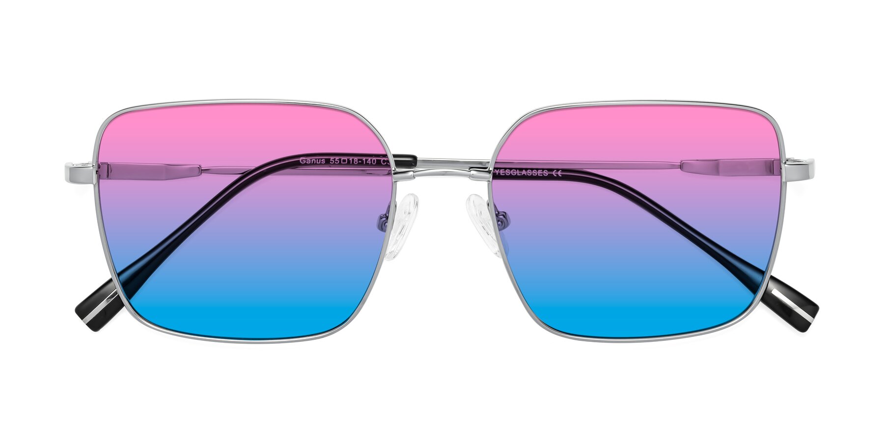 Folded Front of Ganus in Silver with Pink / Blue Gradient Lenses