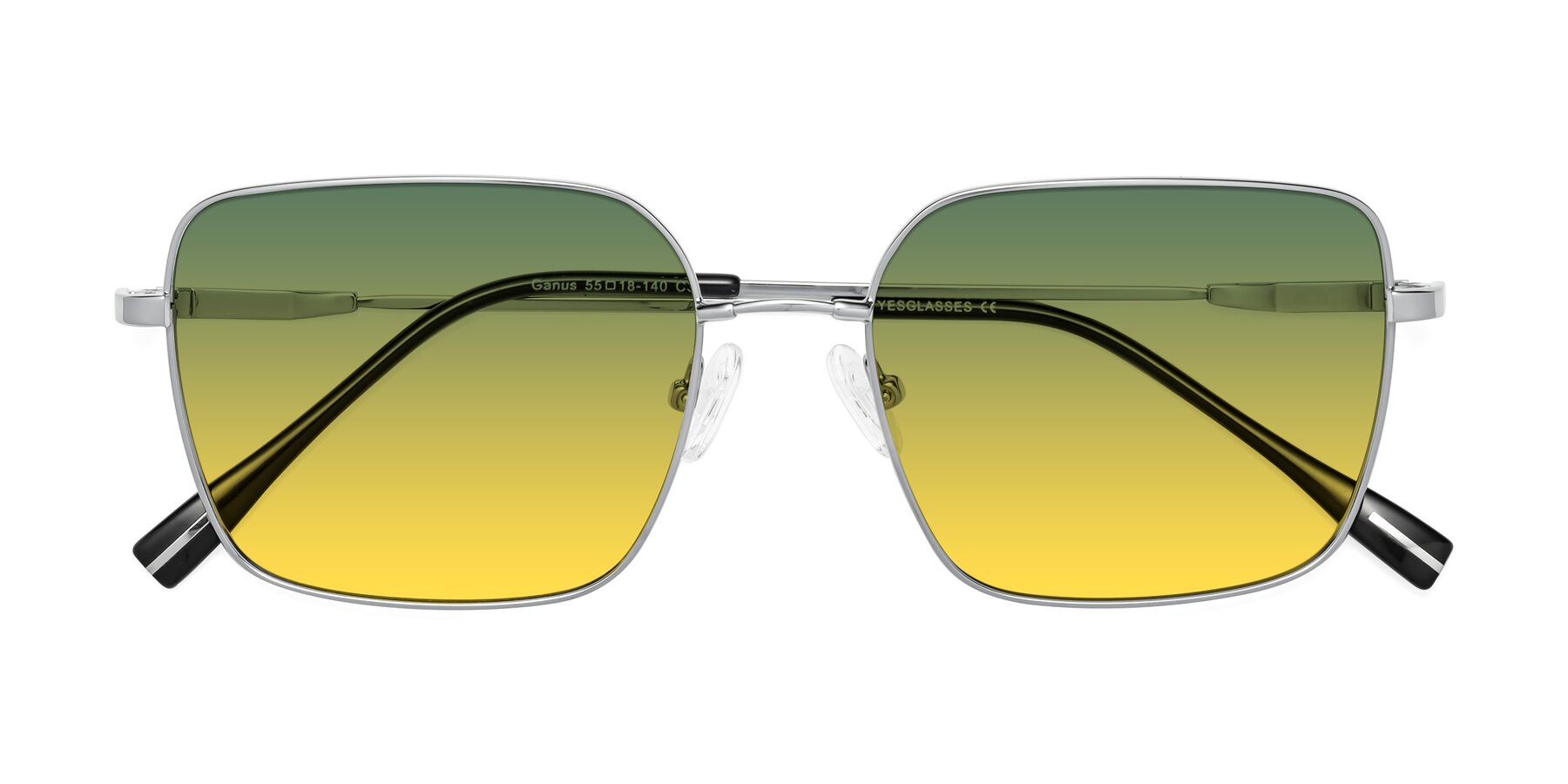 Folded Front of Ganus in Silver with Green / Yellow Gradient Lenses