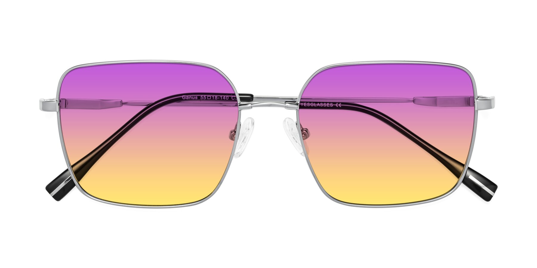 Folded Front of Ganus in Silver with Purple / Yellow Gradient Lenses