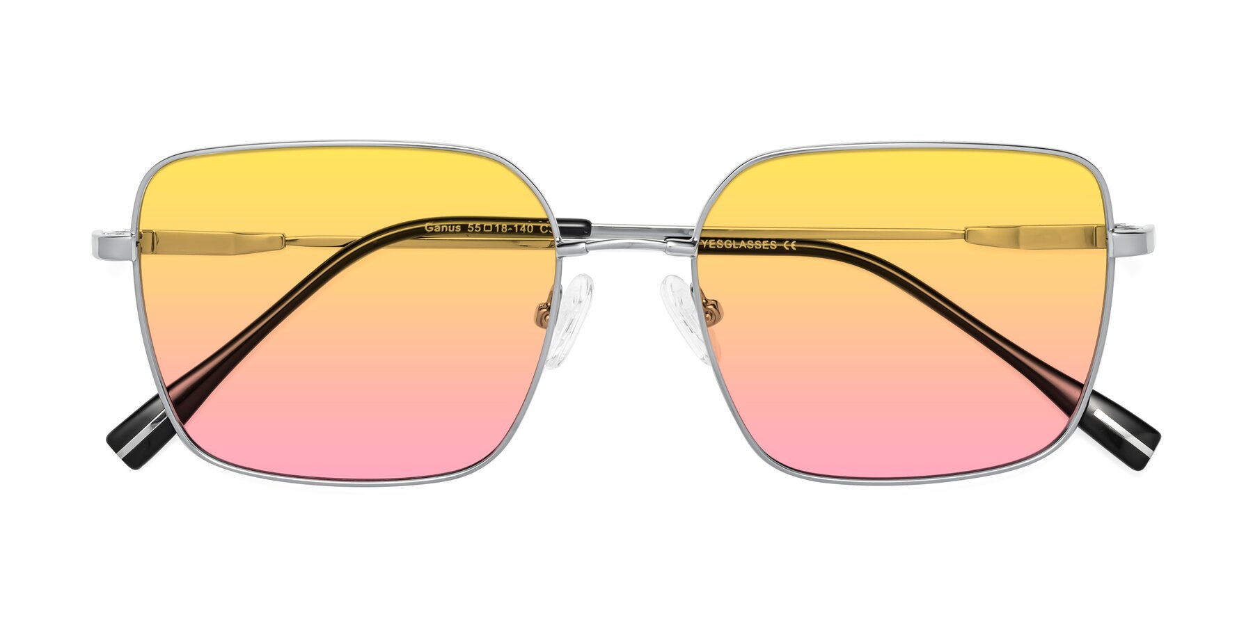 Folded Front of Ganus in Silver with Yellow / Pink Gradient Lenses