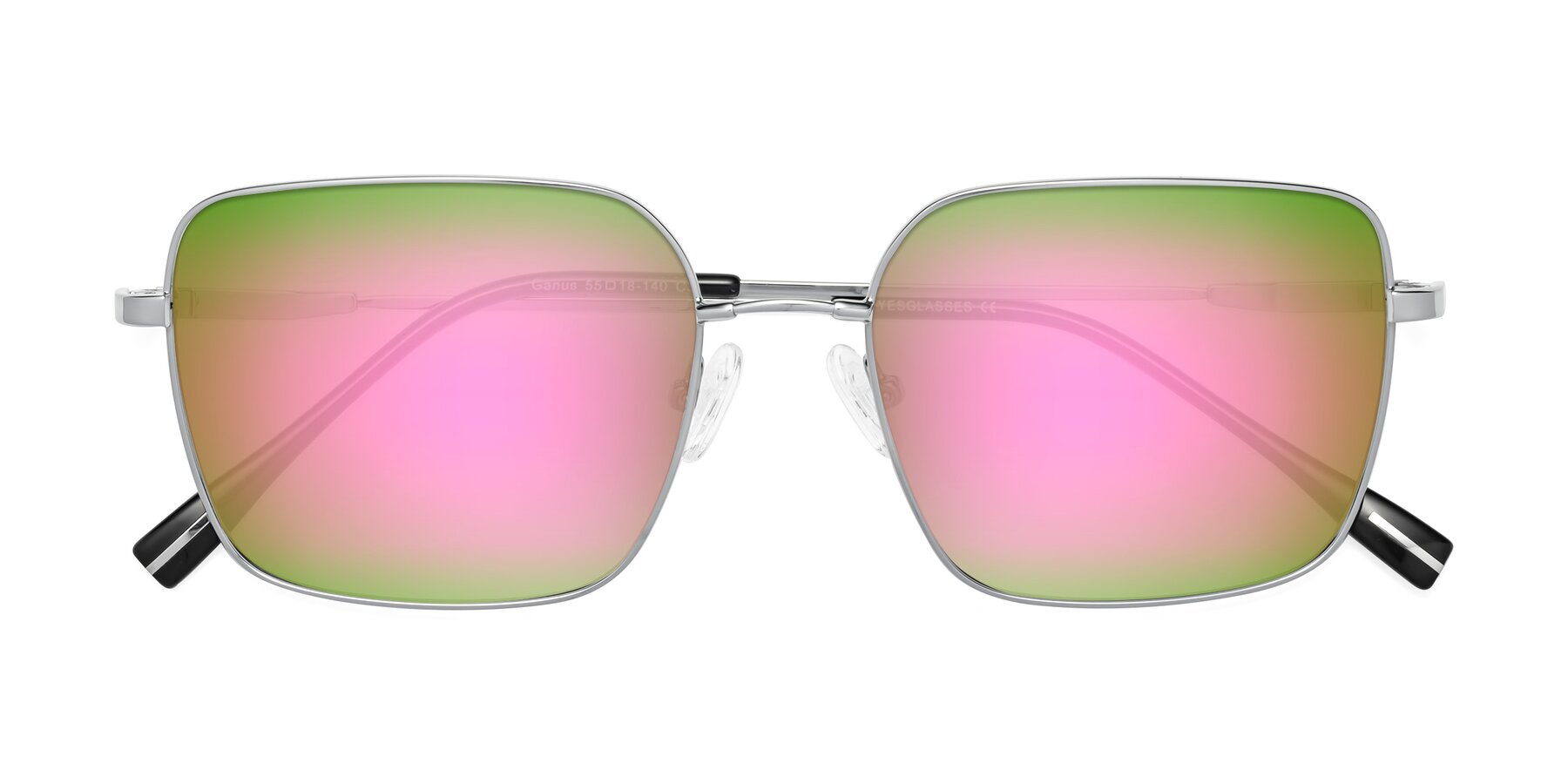 Folded Front of Ganus in Silver with Pink Mirrored Lenses