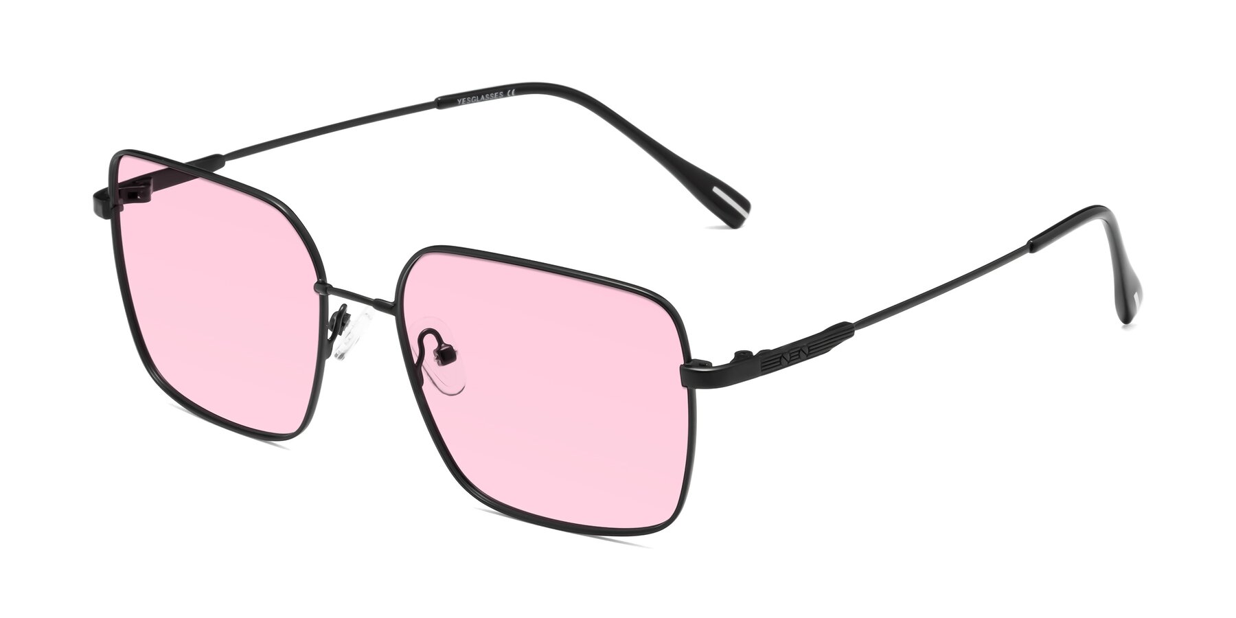 Angle of Ganus in Black with Light Pink Tinted Lenses
