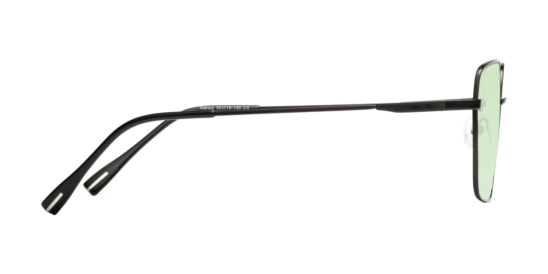 Black Lightweight Flexible Square Tinted Sunglasses with Light Green  Sunwear Lenses - Ganus